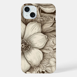 Motif floral sépia vintage (4)