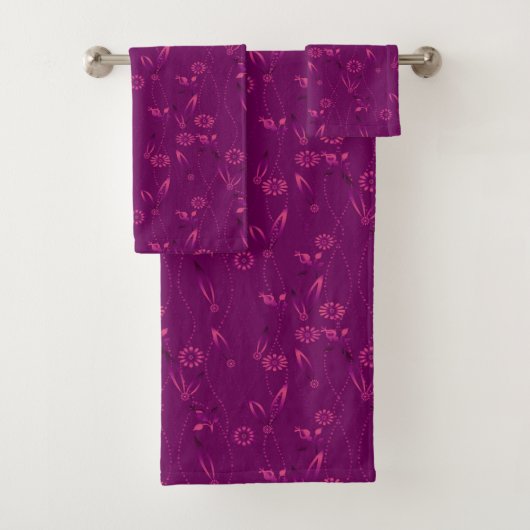Motif floral simple rétro bordeaux (En situation)