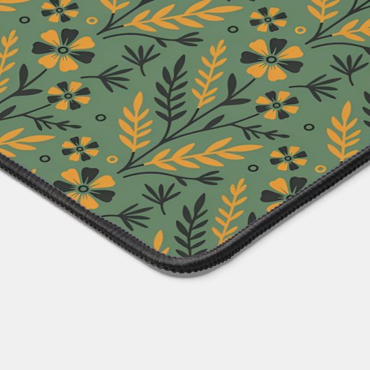 Motif floral stylisé botanique orange et noir (Coin)