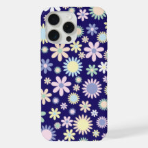 Motif floral sur fond bleu