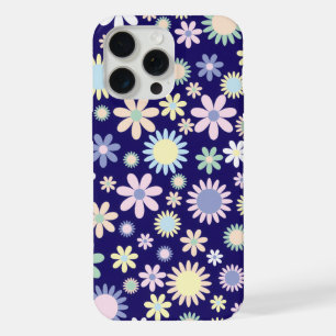Motif floral sur fond bleu