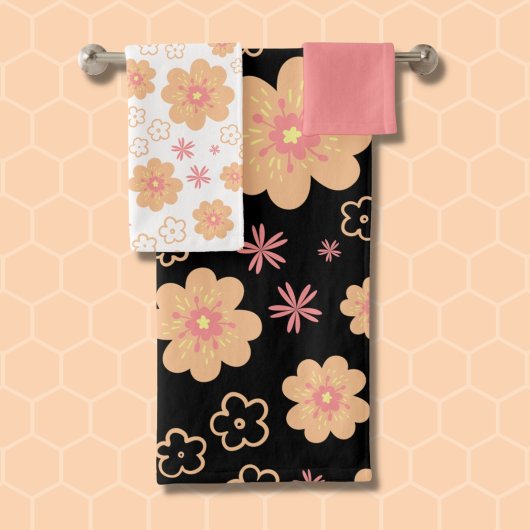 Motif floral tendance et serviettes douces rose pâ