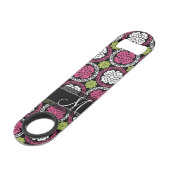 Motif floral tendance Hot rose et noir Monogramme (Devant angulaire)
