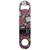 Motif floral tendance Hot rose et noir Monogramme (Devant)