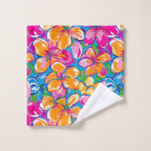 Motif Floral Tropical Coloré (Gant de toilette)