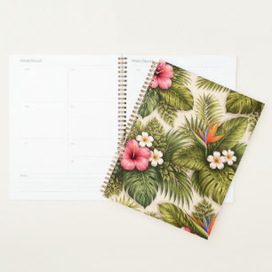 Motif floral tropical – Hibiscus, Monstera 