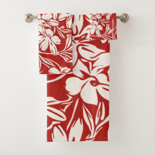 Motif floral tropical rouge élégant vibrant de l'î