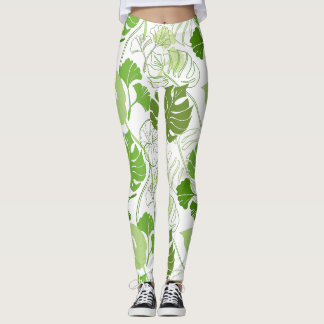 Motif floral tropical vert sur leggings