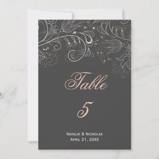 Motif floral tulipe grise - Numéro de table (Devant)