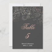 Motif floral tulipe grise - Numéro de table (Dos)