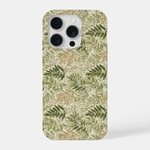 Motif floral vert botanique beige