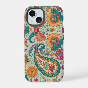 Motif floral vert clair Paisley Boho vibrant