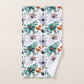 Motif floral vert orange Lilac (Serviette à main)