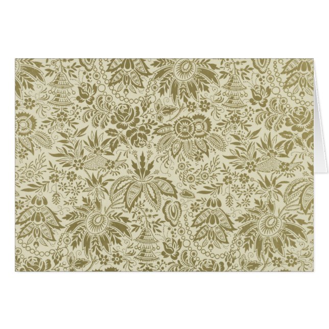 Motif Floral Vert Sage Antique Damas (Devant horizontal)
