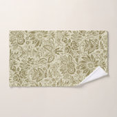 Motif Floral Vert Sage Antique Damas (Serviette à main)