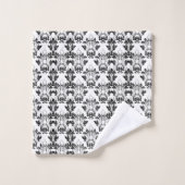 Motif Floral victorien sans couture noir blanc (Gant de toilette)