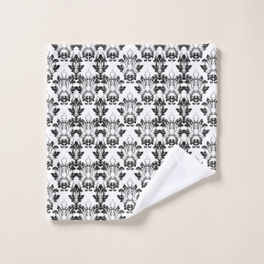 Motif Floral victorien sans couture noir blanc (Gant de toilette)