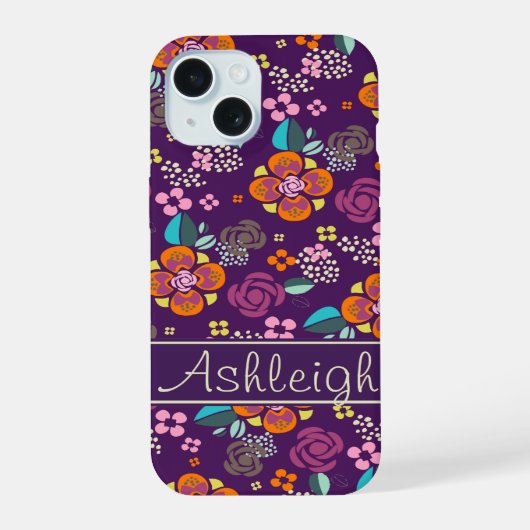 Motif floral violet rétro (Verso)