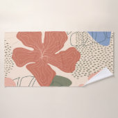 Motif fluide floral dessiné à la main, collage cré (Serviette de bain)