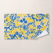 Motif folklorique aux couleurs du drapeau ukrainie (Serviette à main)