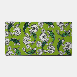 Motif folklorique de carpe vert indigo japonais