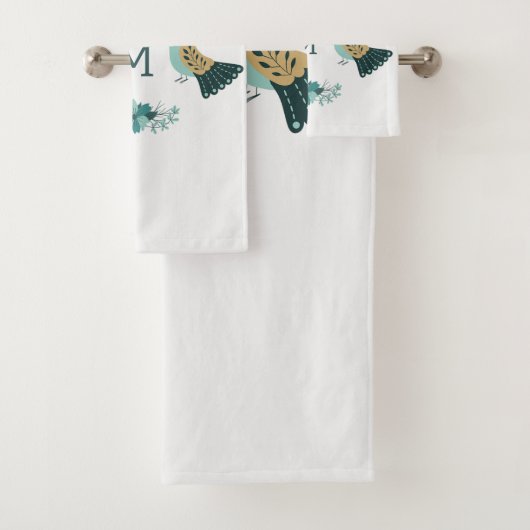 Motif folklorique scandinave avec oiseaux et fleur (En situation)