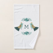 Motif folklorique scandinave avec oiseaux et fleur (Serviette à main)