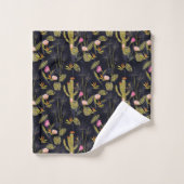 Motif foncé de cactus de nuit d'été (Gant de toilette)