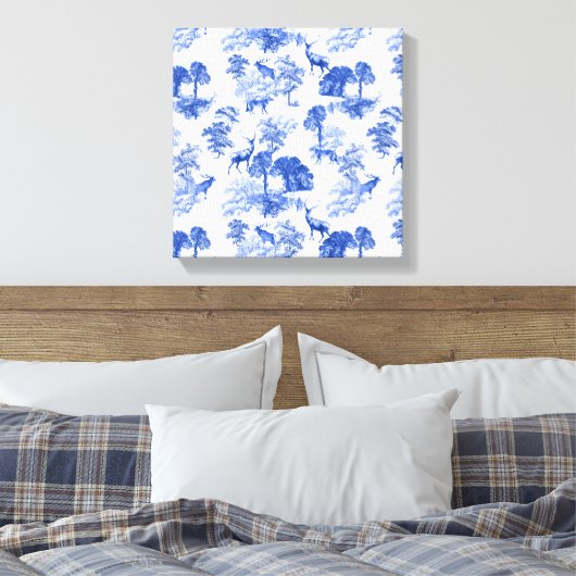 Motif forestier Blue Toile Deer Fox (Insitu(Chambre))