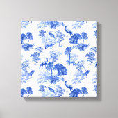 Motif forestier Blue Toile Deer Fox (Recto)