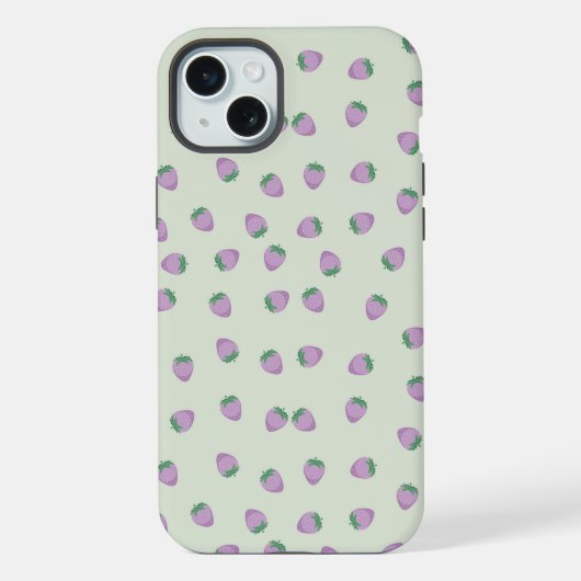 Motif Fraise Violette sur Fond Vert (Verso)