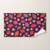 Motif Fraises et Fleurs Blanches  (Serviette à main)