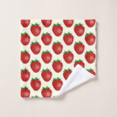 Motif fraises, fraises rouges, fruits, feuilles (Gant de toilette)