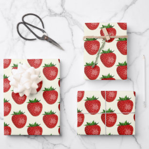 Motif fraises, fraises rouges, fruits, feuilles