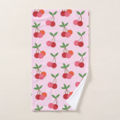 Motif Fruit cerise en rose et rouge Personnalisé (Serviette à main)