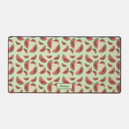 Motif Fruit De Pastèque Sur Vert Avec Nom Personna (Recto)