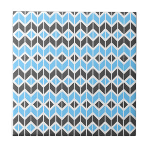 Motif géométrique à carreaux chevronnés bleu gris
