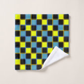 Motif géométrique à damiers bleu jaune (Gant de toilette)