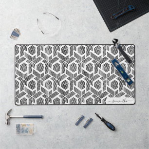 Motif géométrique à points blancs en noir