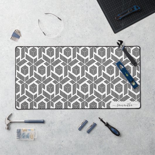 Motif géométrique à points blancs en noir (Poste de travail)