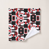 Motif géométrique Abstrait moderne Noir Rouge Blan (Gant de toilette)