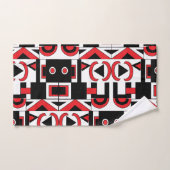 Motif géométrique Abstrait moderne Noir Rouge Blan (Serviette à main)