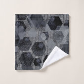 motif géométrique Abstrait, noir et gris. (Gant de toilette)