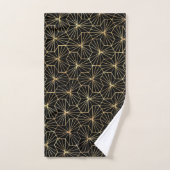 Motif géométrique Art Déco or noir rétro (Serviette à main)