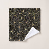 Motif géométrique Art Déco or noir rétro (Gant de toilette)