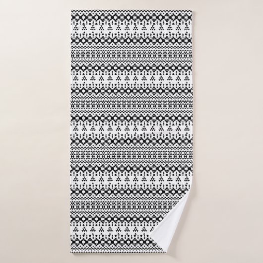 motif géométrique Aztec noir et blanc (Serviette de bain)