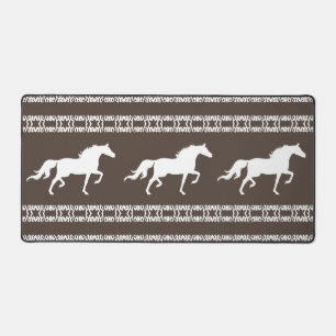 Motif géométrique beige et blanc & Chevaux