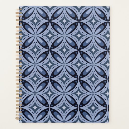 Motif géométrique bleu de style rétro (Devant)