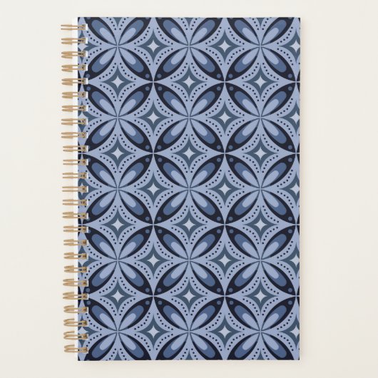 Motif géométrique bleu de style rétro (Devant)