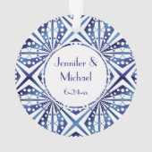 Motif géométrique bleu et blanc personnalisable (dos)